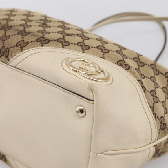 GUCCI GG Canvas Abbey Tote Bag Beige Gold Tone 169946 Auth BA14841