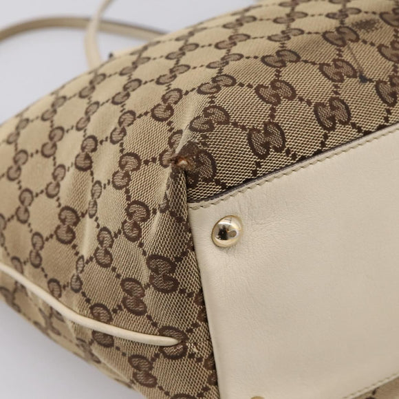 GUCCI GG Canvas Abbey Tote Bag Beige Gold Tone 169946 Auth BA14841