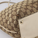GUCCI GG Canvas Abbey Tote Bag Beige Gold Tone 169946 Auth BA14841-14
