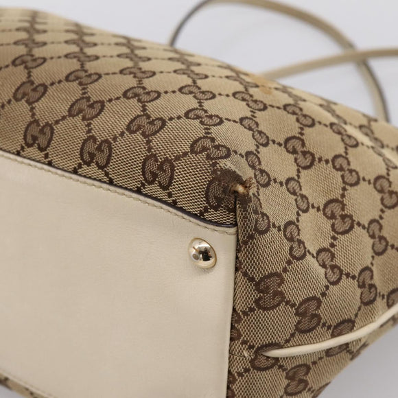 GUCCI GG Canvas Abbey Tote Bag Beige Gold Tone 169946 Auth BA14841