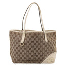 GUCCI GG Canvas Abbey Tote Bag Beige Gold Tone 169946 Auth BA14841-13