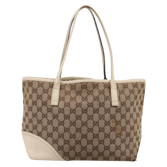GUCCI GG Canvas Abbey Tote Bag Beige Gold Tone 169946 Auth BA14841