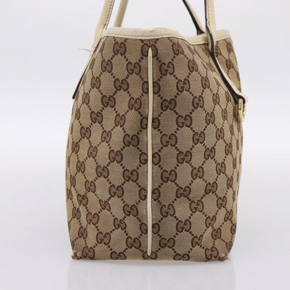 GUCCI GG Canvas Abbey Tote Bag Beige Gold Tone 169946 Auth BA14841