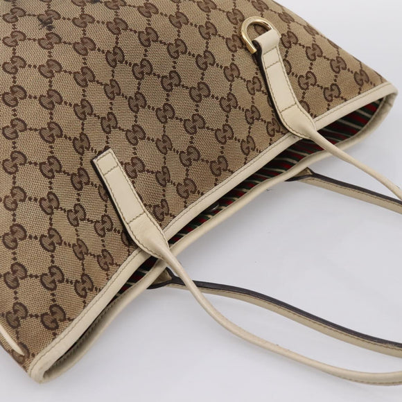 GUCCI GG Canvas Abbey Tote Bag Beige Gold Tone 169946 Auth BA14841