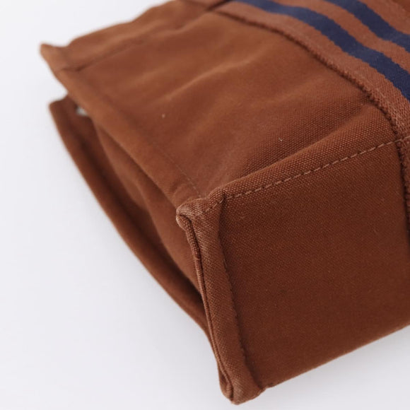 HERMES Fourre Tout PM Hand Bag cotton Brown Silver Auth BA14842