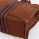 HERMES Fourre Tout PM Hand Bag cotton Brown Silver Auth BA14842-15