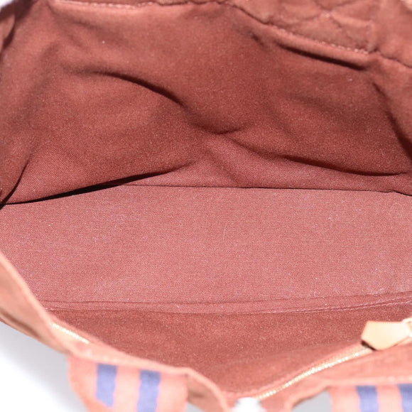 HERMES Fourre Tout PM Hand Bag cotton Brown Silver Auth BA14842