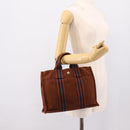HERMES Fourre Tout PM Hand Bag cotton Brown Silver Auth BA14842-20