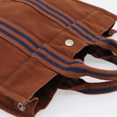 HERMES Fourre Tout PM Hand Bag cotton Brown Silver Auth BA14842-6