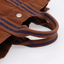 HERMES Fourre Tout PM Hand Bag cotton Brown Silver Auth BA14842-7