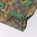 GUCCI GG Supreme Tote Bag PVC Leather Beige Gold Tone 450950 Auth BA14843-19