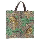 GUCCI GG Supreme Tote Bag PVC Leather Beige Gold Tone 450950 Auth BA14843-2