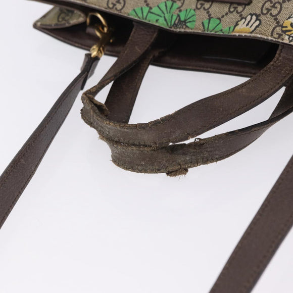 GUCCI GG Supreme Tote Bag PVC Leather Beige Gold Tone 450950 Auth BA14843