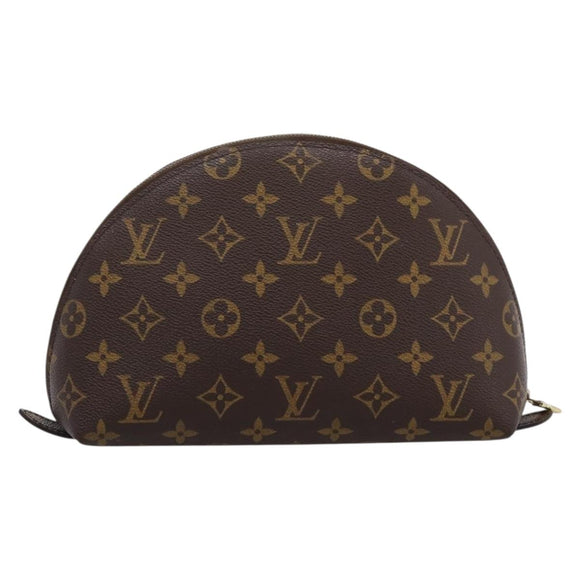LOUIS VUITTON Monogram Trousse Demi Ronde Cosmetic Pouch M47520 LV Auth BA14851