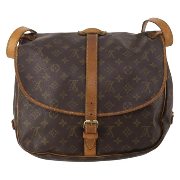 LOUIS VUITTON Monogram Saumur 35 Shoulder Bag M42254 LV Auth BA14853