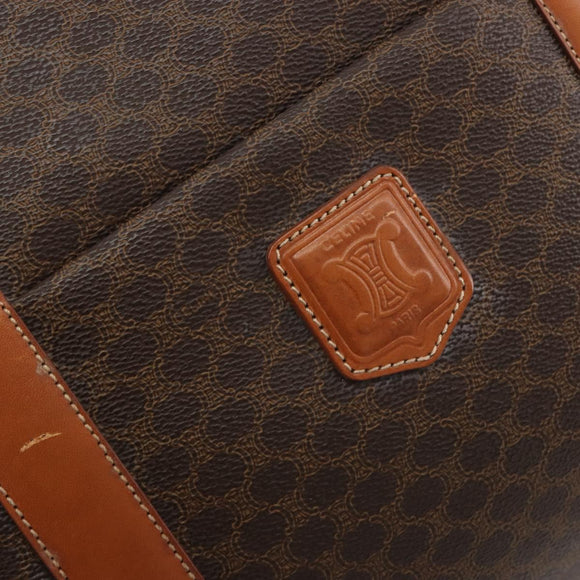 CELINE Macadam Tote Bag PVC Leather Brown Gold Tone Auth BA14854A