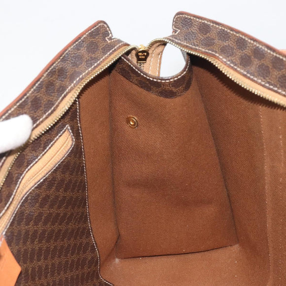CELINE Macadam Tote Bag PVC Leather Brown Gold Tone Auth BA14854A