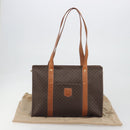 CELINE Macadam Tote Bag PVC Leather Brown Gold Tone Auth BA14854A-12