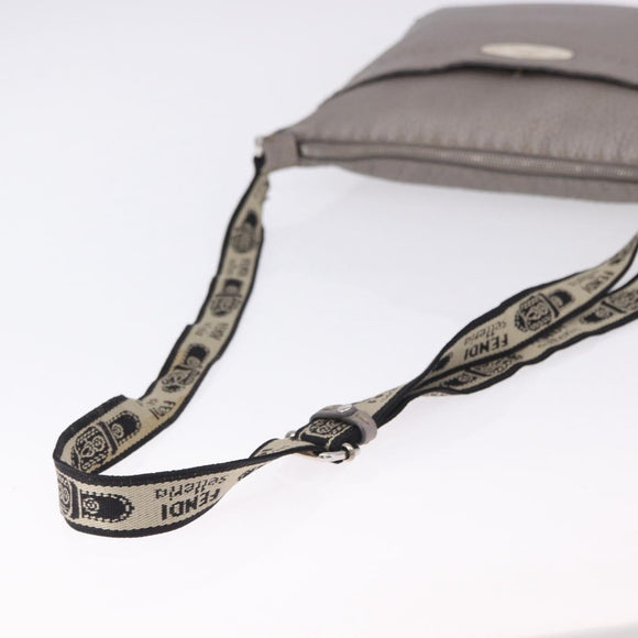 FENDI Celeria Shoulder Bag Leather Silver 8BT109 Auth BA14855