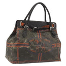FENDI Celeria Hand Bag Canvas Brown Silver 8BN156 Auth BA14857-1