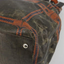 FENDI Celeria Hand Bag Canvas Brown Silver 8BN156 Auth BA14857-14