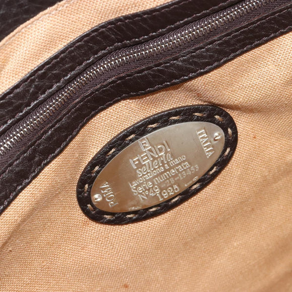 FENDI Celeria Hand Bag Canvas Brown Silver 8BN156 Auth BA14857