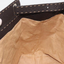 FENDI Celeria Hand Bag Canvas Brown Silver 8BN156 Auth BA14857-21