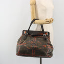 FENDI Celeria Hand Bag Canvas Brown Silver 8BN156 Auth BA14857-24