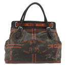 FENDI Celeria Hand Bag Canvas Brown Silver 8BN156 Auth BA14857-2