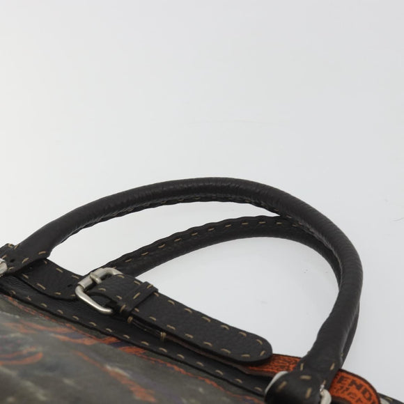 FENDI Celeria Hand Bag Canvas Brown Silver 8BN156 Auth BA14857