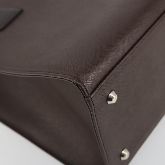 BURBERRY Hand Bag Leather Brown Silver Auth BA14870A