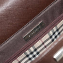 BURBERRY Hand Bag Leather Brown Silver Auth BA14870A-10