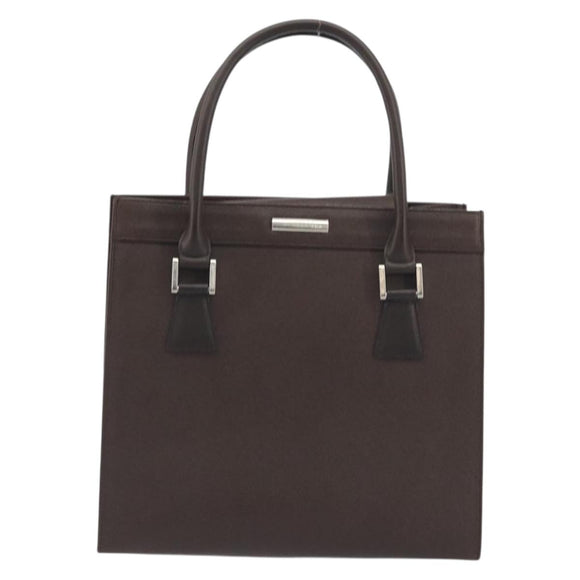 BURBERRY Hand Bag Leather Brown Silver Auth BA14870A
