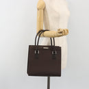 BURBERRY Hand Bag Leather Brown Silver Auth BA14870A-23