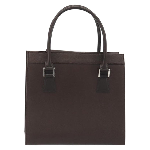 BURBERRY Hand Bag Leather Brown Silver Auth BA14870A