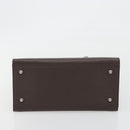 BURBERRY Hand Bag Leather Brown Silver Auth BA14870A-5