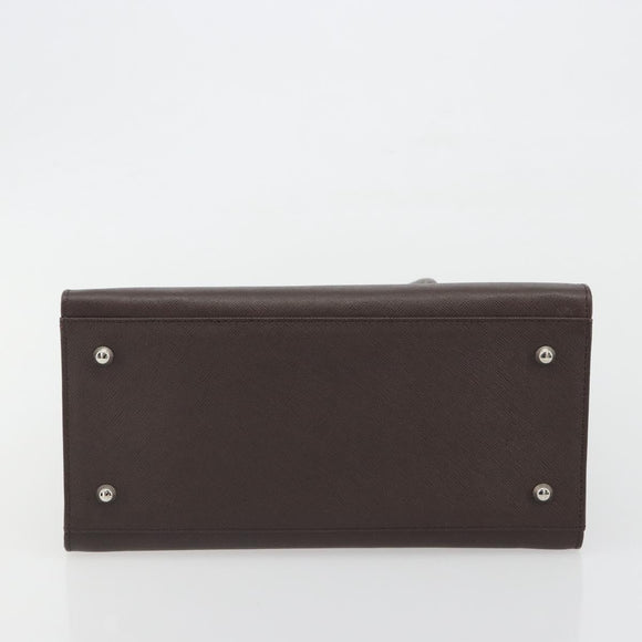BURBERRY Hand Bag Leather Brown Silver Auth BA14870A