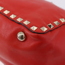 VALENTINO Studs Tote Bag Leather 2way Red Gold Tone Auth BA14871-13