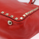 VALENTINO Studs Tote Bag Leather 2way Red Gold Tone Auth BA14871-15