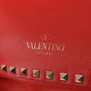 VALENTINO Studs Tote Bag Leather 2way Red Gold Tone Auth BA14871-16