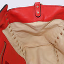 VALENTINO Studs Tote Bag Leather 2way Red Gold Tone Auth BA14871-20