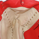 VALENTINO Studs Tote Bag Leather 2way Red Gold Tone Auth BA14871-21