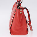 VALENTINO Studs Tote Bag Leather 2way Red Gold Tone Auth BA14871-5