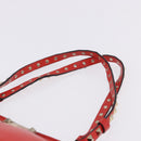 VALENTINO Studs Tote Bag Leather 2way Red Gold Tone Auth BA14871-8