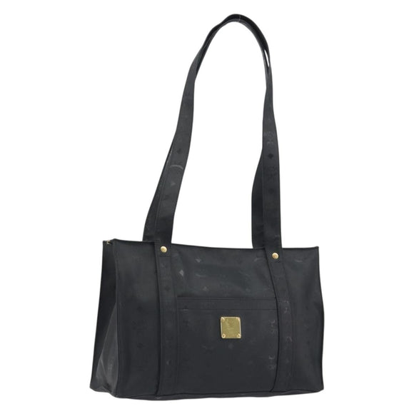 MCM Vicetos Tote Bag PVC Leather Black Gold Tone Auth BA14872