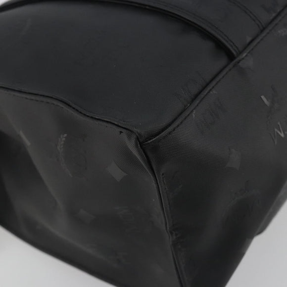 MCM Vicetos Tote Bag PVC Leather Black Gold Tone Auth BA14872