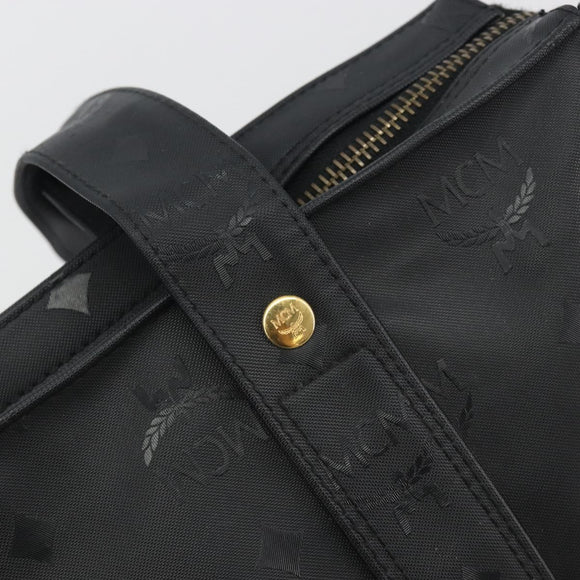 MCM Vicetos Tote Bag PVC Leather Black Gold Tone Auth BA14872