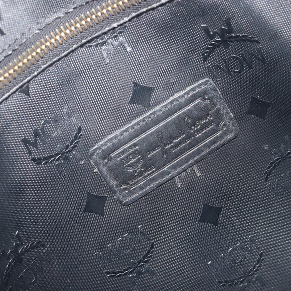 MCM Vicetos Tote Bag PVC Leather Black Gold Tone Auth BA14872