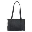 MCM Vicetos Tote Bag PVC Leather Black Gold Tone Auth BA14872-3
