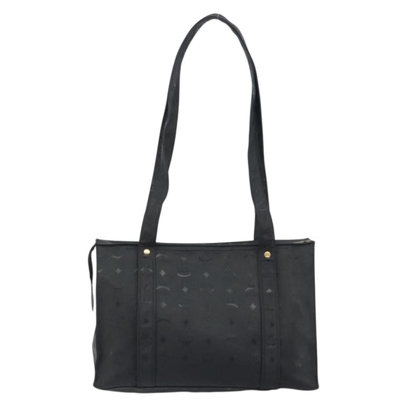 MCM Vicetos Tote Bag PVC Leather Black Gold Tone Auth BA14872